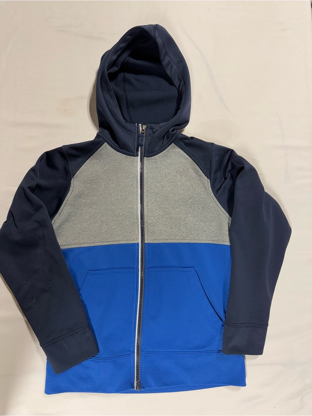 The North Face Boys 10/12 Hooded Full Zip Jacket Navy Blue Gray